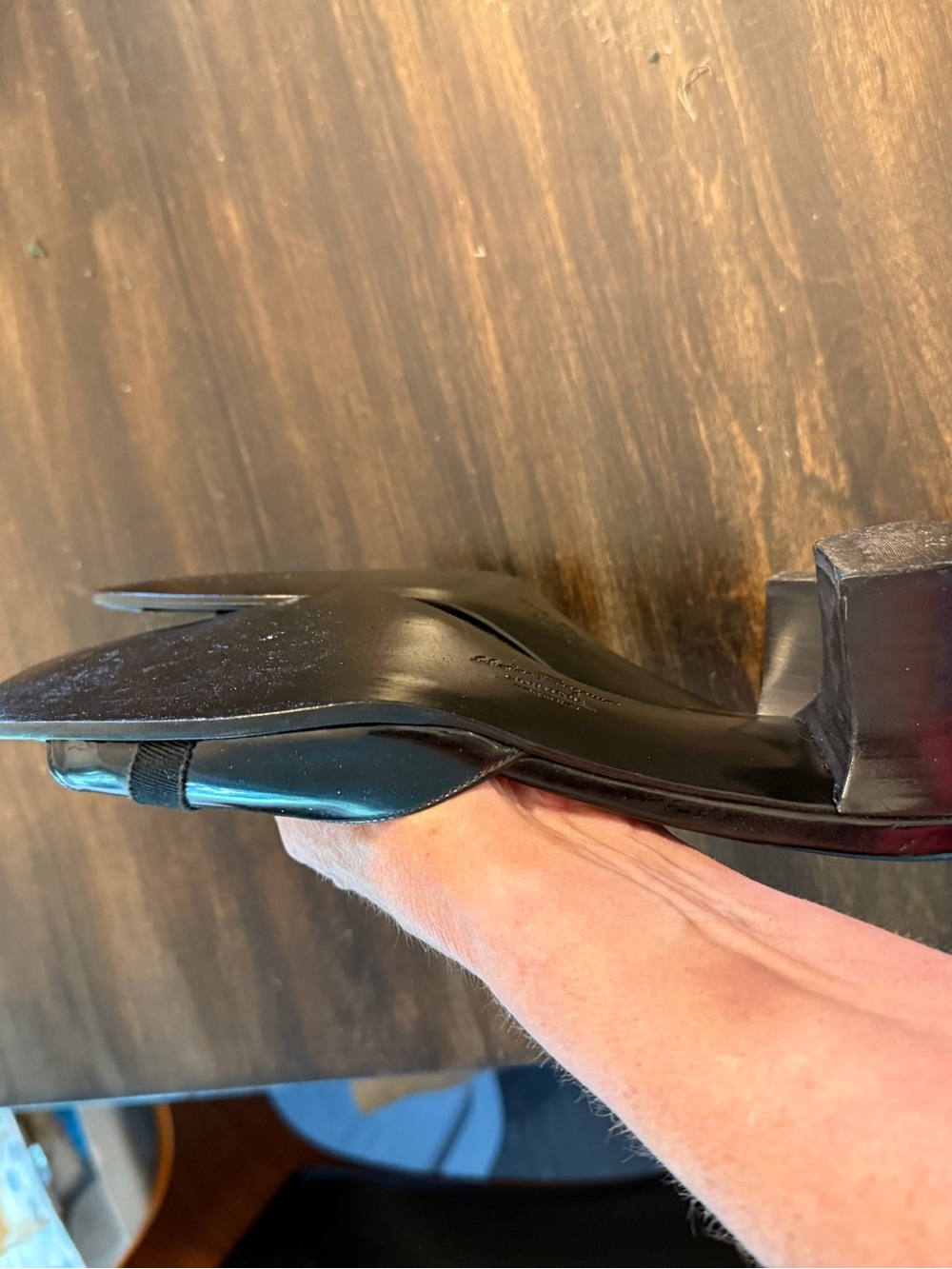 Salvatore Ferragamo Black Patent Leather Slide Mules with Silver Logo - Picture 4 of 4
